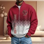 Boston College Eagles Men’s Full Zip Waffle Knit Long Sleeve Sweatshirt Limited
