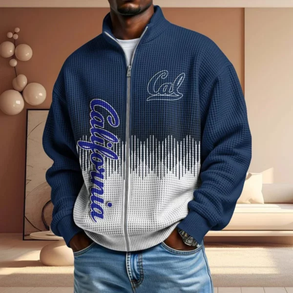 California Golden Bears Men’s Full Zip Waffle Knit Long Sleeve Sweatshirt Limited