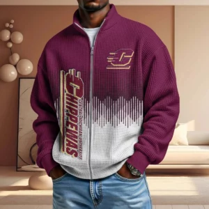 Central Michigan Chippewas Men’s Full Zip Waffle Knit Long Sleeve Sweatshirt Limited