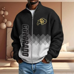 Colorado Buffaloes Men’s Full Zip Waffle Knit Long Sleeve Sweatshirt Limited