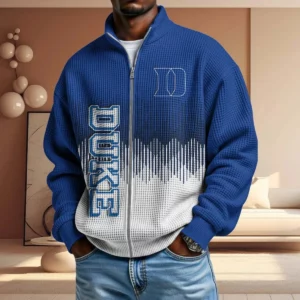Duke Blue Devils Men’s Full Zip Waffle Knit Long Sleeve Sweatshirt Limited