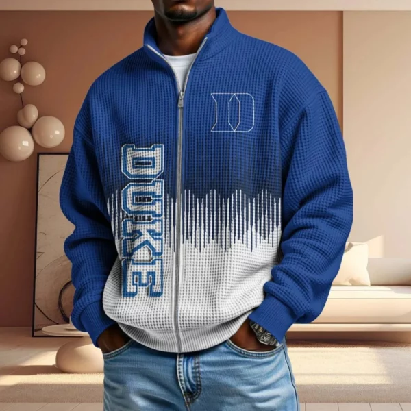Duke Blue Devils Men’s Full Zip Waffle Knit Long Sleeve Sweatshirt Limited