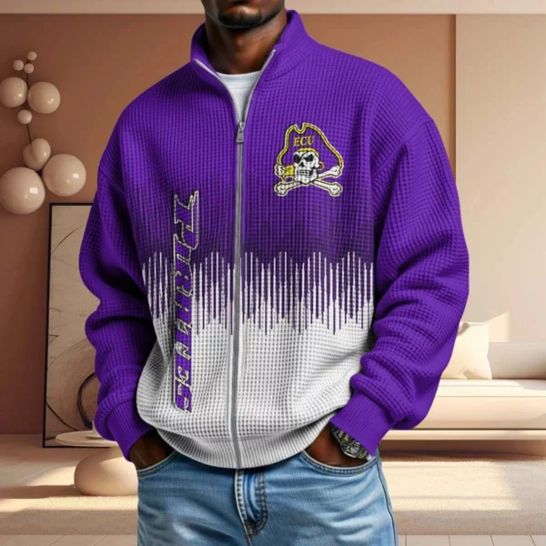 East Carolina Pirates Men’s Full Zip Waffle Knit Long Sleeve Sweatshirt Limited