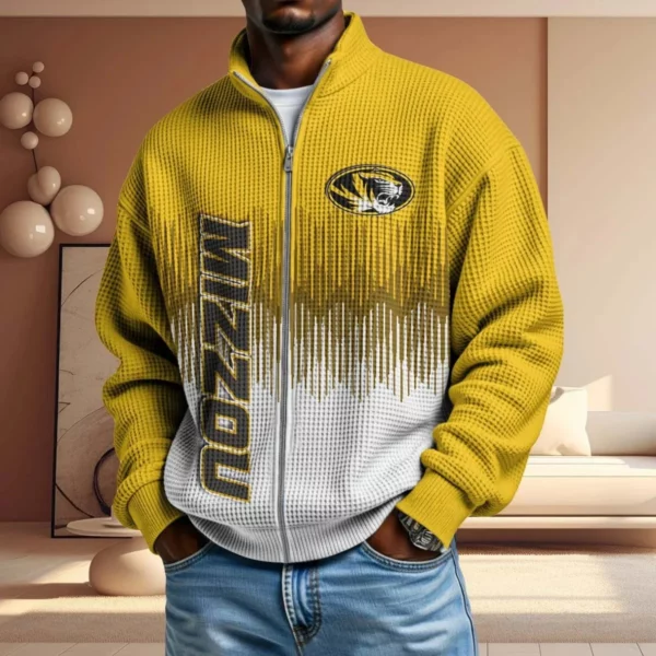 Missouri Tigers Men’s Full Zip Waffle Knit Long Sleeve Sweatshirt Limited