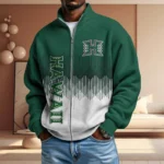 Hawaii Rainbow Warriors Men’s Full Zip Waffle Knit Long Sleeve Sweatshirt Limited