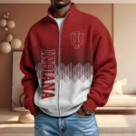Indiana Hoosiers Men’s Full Zip Waffle Knit Long Sleeve Sweatshirt Limited