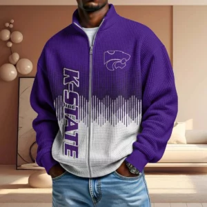 Kansas State Wildcats Men’s Full Zip Waffle Knit Long Sleeve Sweatshirt Limited