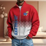 Kansas Jayhawks Men’s Full Zip Waffle Knit Long Sleeve Sweatshirt Limited