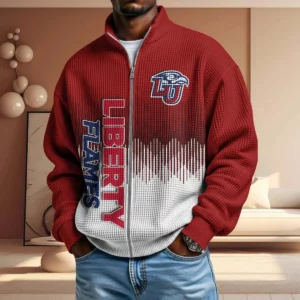 Liberty Flames Men’s Full Zip Waffle Knit Long Sleeve Sweatshirt Limited