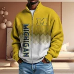 Michigan Wolverines Men’s Full Zip Waffle Knit Long Sleeve Sweatshirt Limited