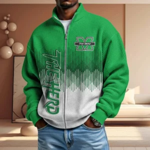 Marshall Thundering Herd Men’s Full Zip Waffle Knit Long Sleeve Sweatshirt Limited