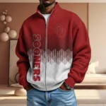 Oklahoma Sooners Men’s Full Zip Waffle Knit Long Sleeve Sweatshirt Limited