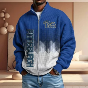 Pittsburgh Panthers Men’s Full Zip Waffle Knit Long Sleeve Sweatshirt Limited