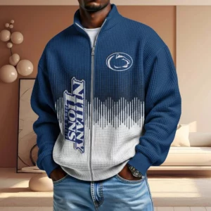 Penn State Nittany Lions Men’s Full Zip Waffle Knit Long Sleeve Sweatshirt Limited