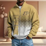 Purdue Boilermakers Men’s Full Zip Waffle Knit Long Sleeve Sweatshirt Limited