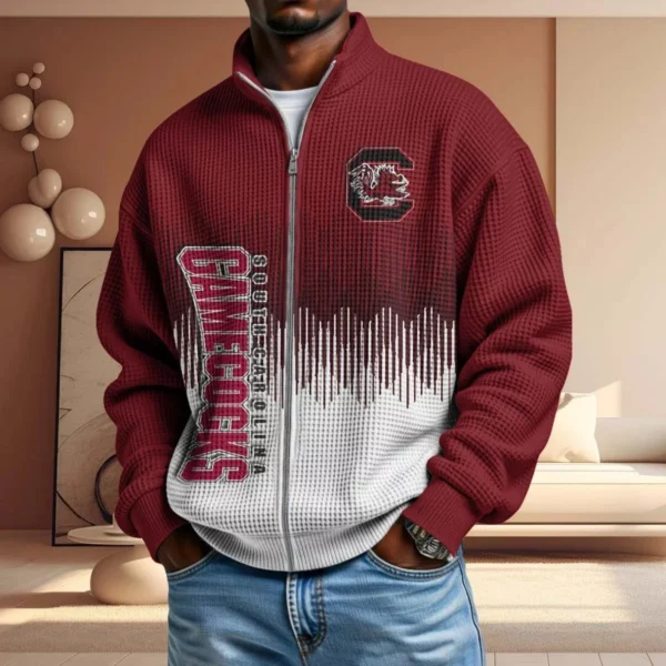 South Carolina Gamecocks Men’s Full Zip Waffle Knit Long Sleeve Sweatshirt Limited