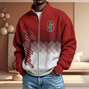 Stanford Cardinal Men’s Full Zip Waffle Knit Long Sleeve Sweatshirt Limited
