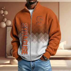 Syracuse Orange Men’s Full Zip Waffle Knit Long Sleeve Sweatshirt Limited