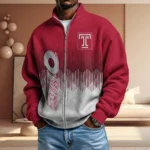 Temple Owls Men’s Full Zip Waffle Knit Long Sleeve Sweatshirt Limited