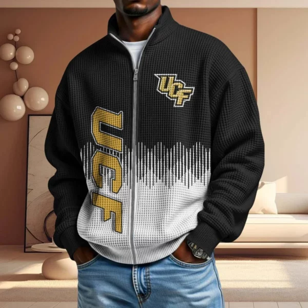 UCF Knights Men’s Full Zip Waffle Knit Long Sleeve Sweatshirt Limited