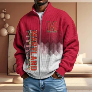 Maryland Terrapins Men’s Full Zip Waffle Knit Long Sleeve Sweatshirt Limited