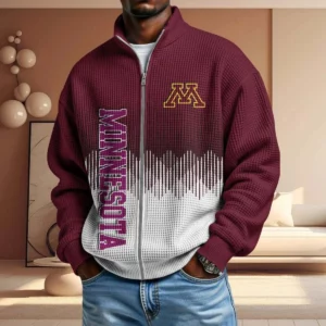 Minnesota Golden Gophers Men’s Full Zip Waffle Knit Long Sleeve Sweatshirt Limited