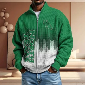 North Texas Mean Men’s Full Zip Waffle Knit Long Sleeve Sweatshirt Limited