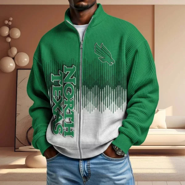 North Texas Mean Men’s Full Zip Waffle Knit Long Sleeve Sweatshirt Limited