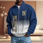 Navy Midshipmen Men’s Full Zip Waffle Knit Long Sleeve Sweatshirt Limited