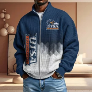 UTSA Roadrunners Men’s Full Zip Waffle Knit Long Sleeve Sweatshirt Limited