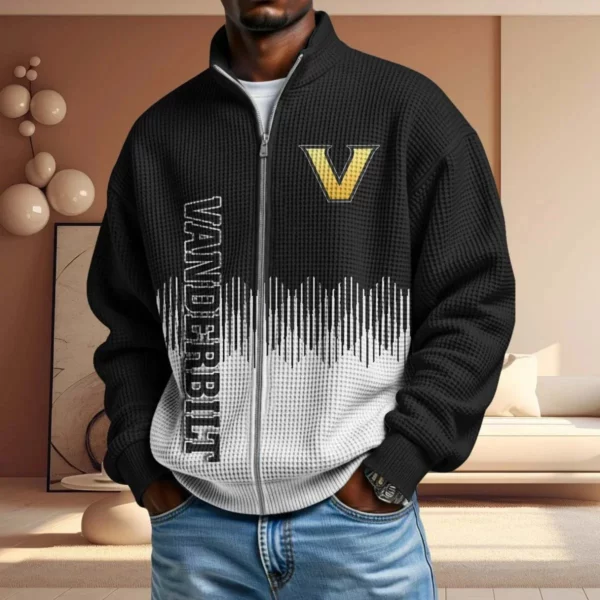 Vanderbilt Commodores Men’s Full Zip Waffle Knit Long Sleeve Sweatshirt Limited