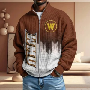 Western Michigan Broncos Men’s Full Zip Waffle Knit Long Sleeve Sweatshirt Limited