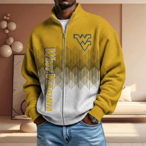 West Virginia Mountaineers Men’s Full Zip Waffle Knit Long Sleeve Sweatshirt Limited